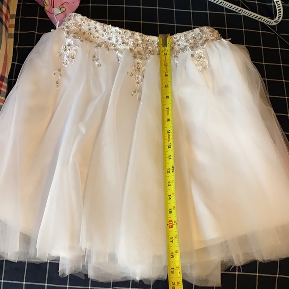 Gorgeous Two Piece w Swarovski Crystals Beading Formal Dress White S M L Skirt - Picture 8 of 15
